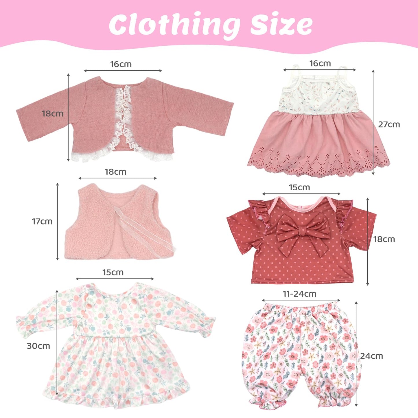18INDC Reborn Doll Clothes for 20-22 Inch Dolls – 3 Sets with Dresses, Coat, and Headbands