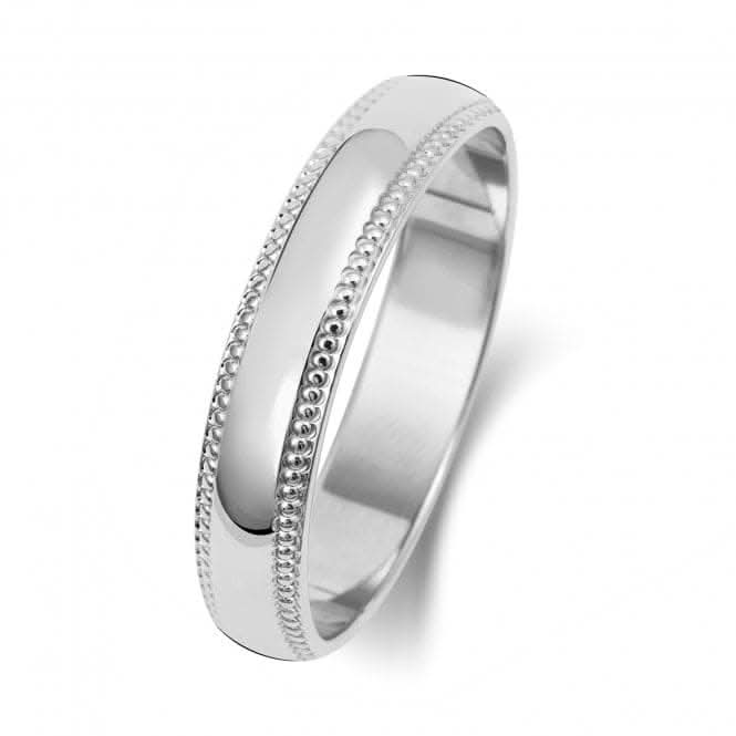 Wedding Band 18K D Shape Millgrain 4mm-1.75 Wedding  Ring WQ184WH