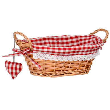 Willow Bread Basket with Red Gingham Lining | Orla