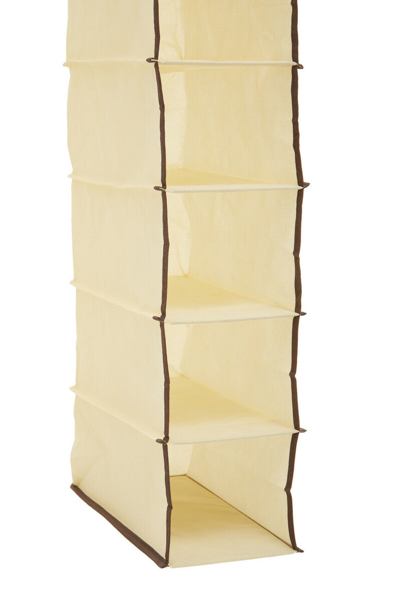 Cream Brown Trim 10 Section Hanging Shoe Organiser | Tavia