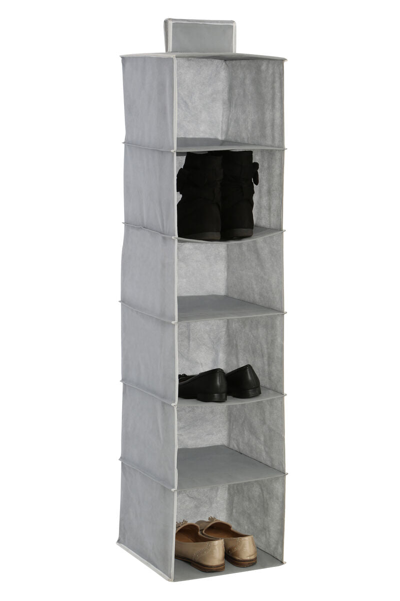 6 Section Grey Hanging Garment Organiser