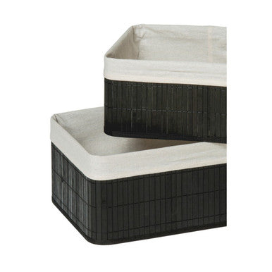 Set of Two Black Bamboo Storage Boxes | Kankyo