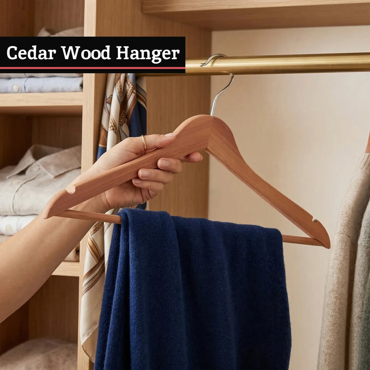 Cedar Wood Clothes Hanger with Notches | The Dandy Sparrow