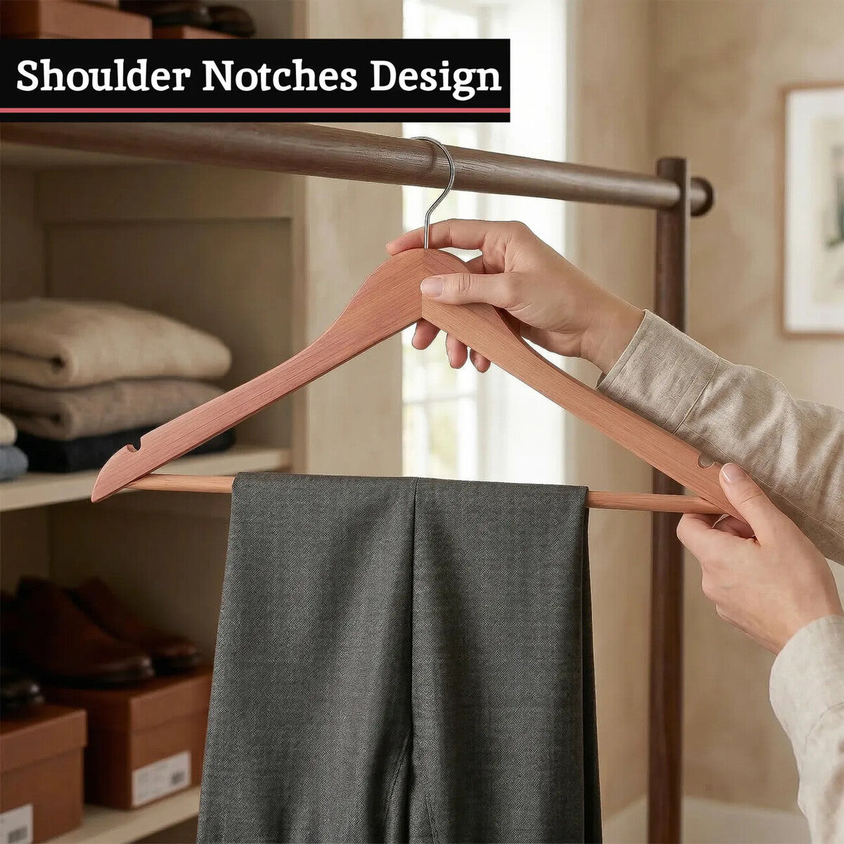Cedar Wood Clothes Hanger with Notches | The Dandy Sparrow