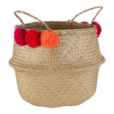 Medium Seagrass Pom Basket