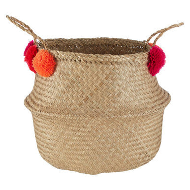 Medium Seagrass Pom Basket