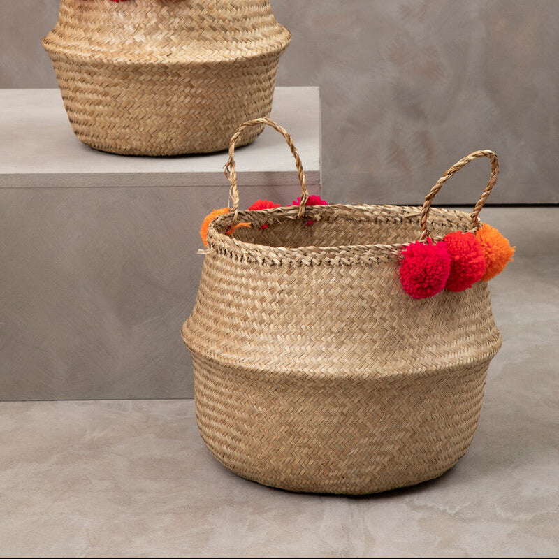 Medium Seagrass Pom Basket