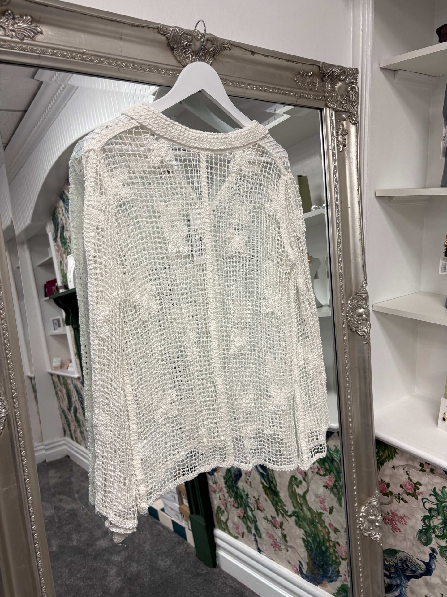 Luxtyle Square Crochet Shirt | Sheer Button Down Blouse | One Size Fits 8–16/18