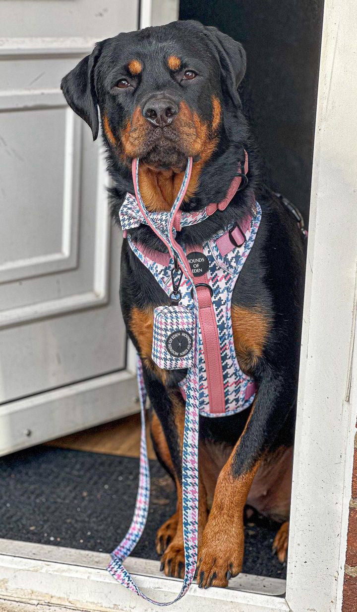 Pink Houndstooth Design Poop Bag Holder