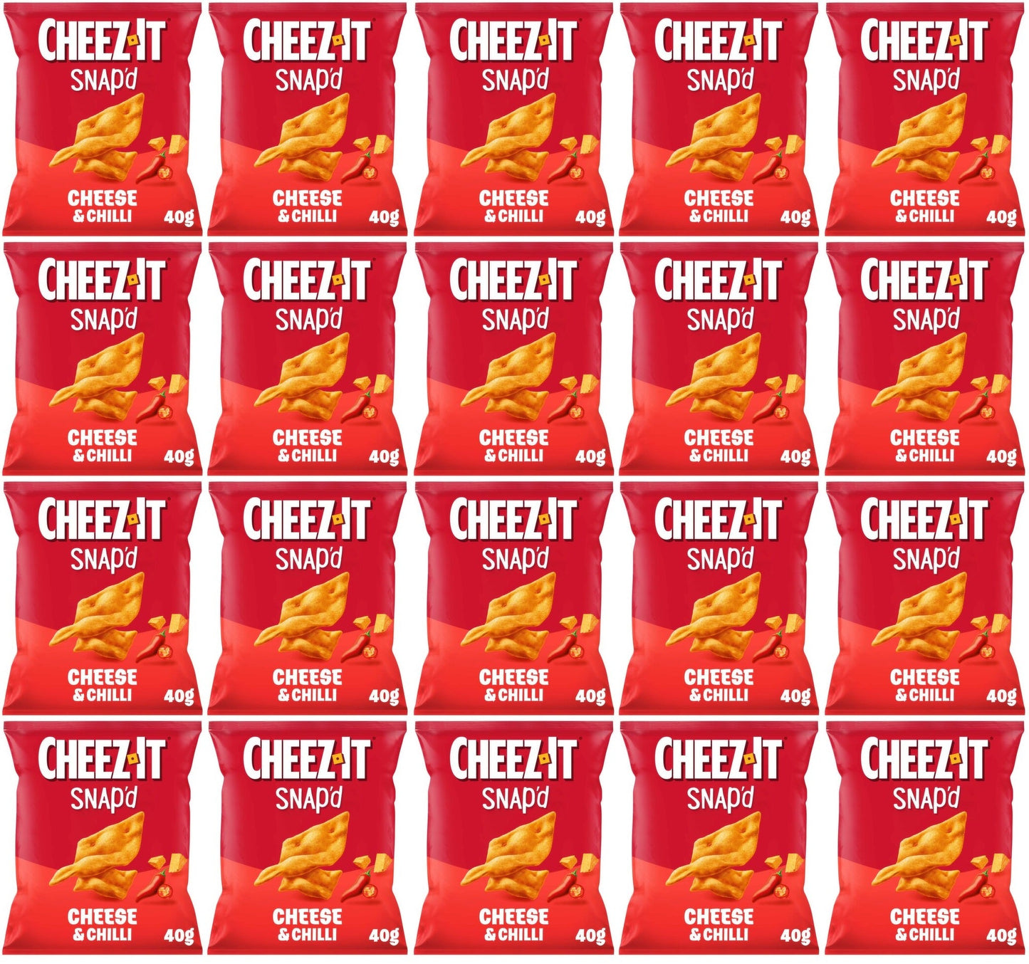20 x Cheez-It Snap D Cheese & Chilli Baked Snacks 40G