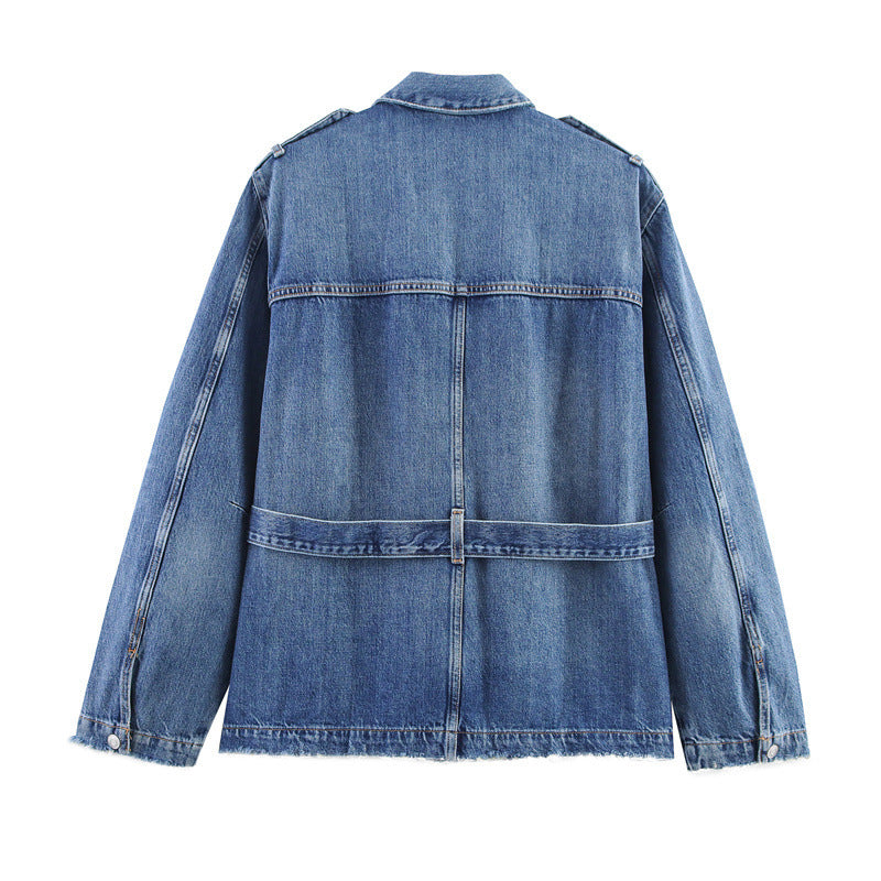Long Denim Jacket & High Waist Curl Jeans Set | Modest Denim Co-ord