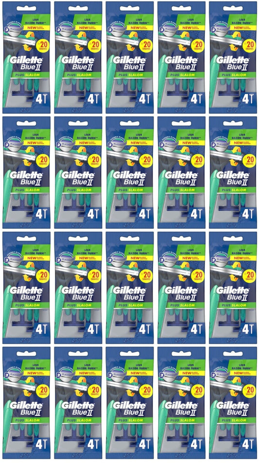 20 x Gillette Blue 2 Plus Slalom Disposable 4 S