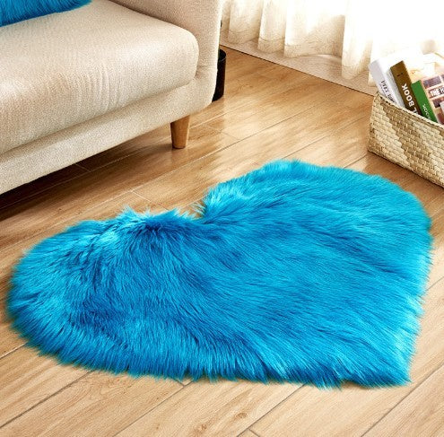 Heart Shaped Fluffy Rug - Non-Slip Plush Living Room Carpet Decor
