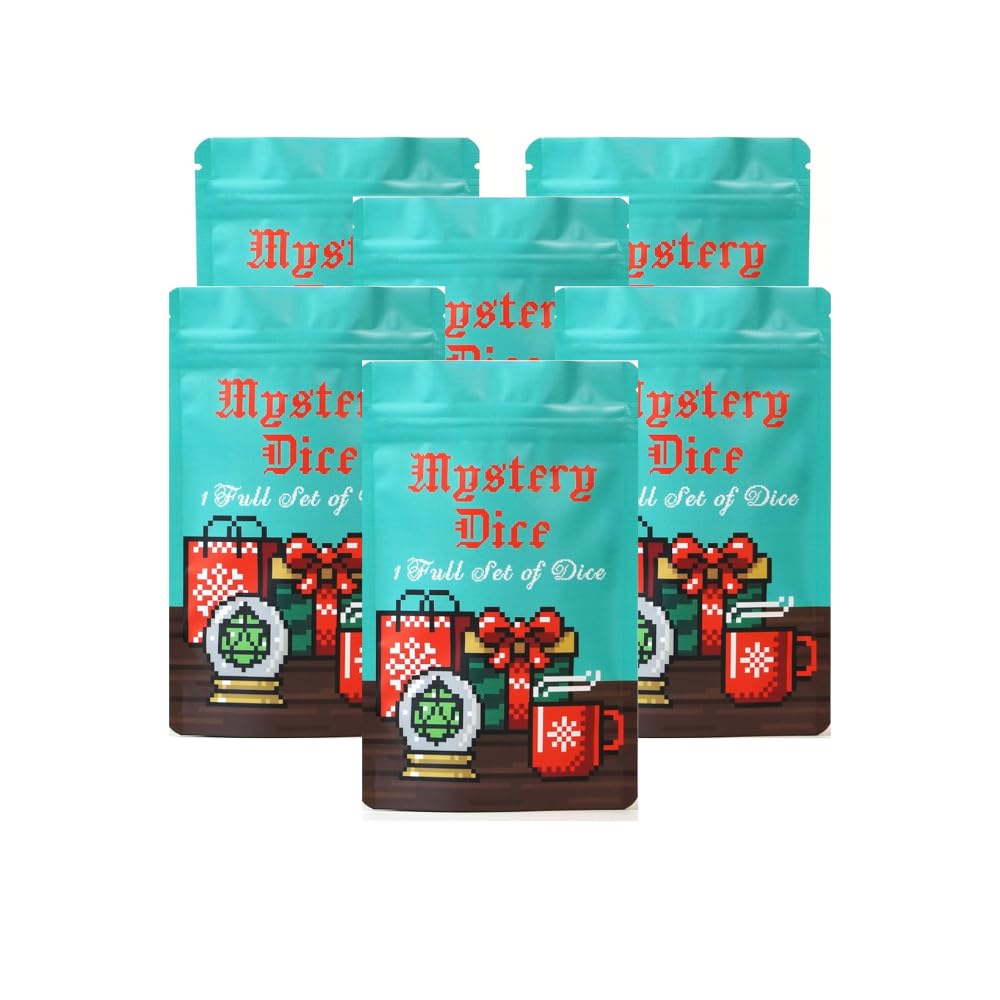 1985 Games Holiday Mystery Dice Bag – Pack of 6 with Festive Patterns for RPGs & Tabletop Gaming