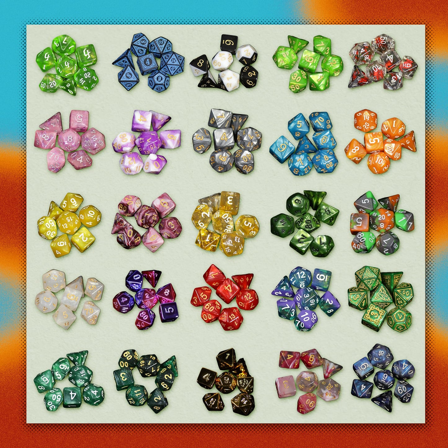 1985 Games Mystery Dice - 7 Polyhedral Dice Set for RPGs & Tabletop Gaming