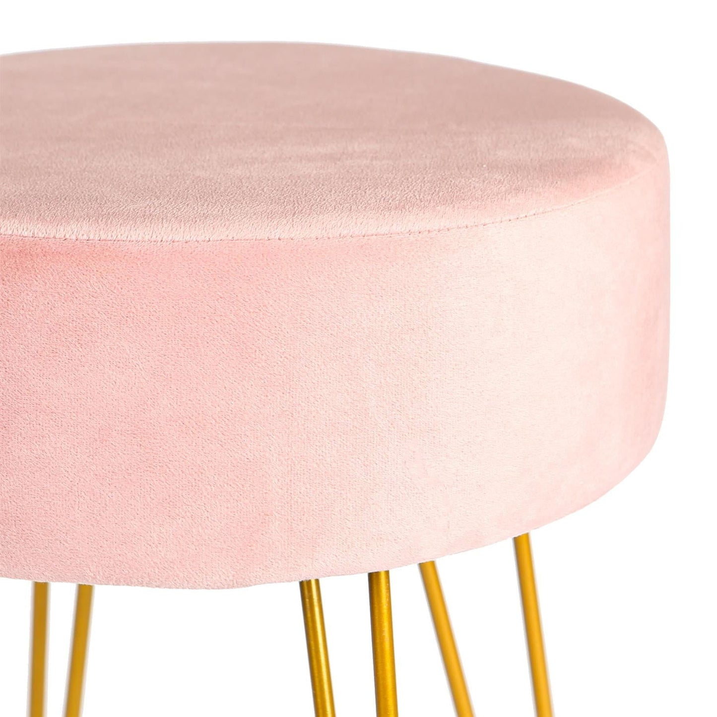 Pink Round Velvet Footstool