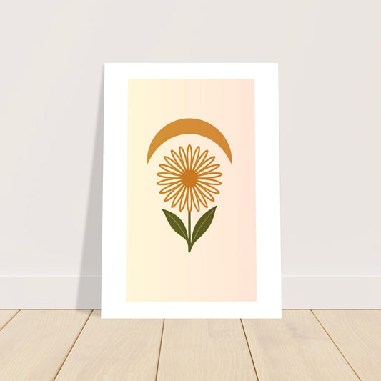 Minimal Flower & Crescent Print