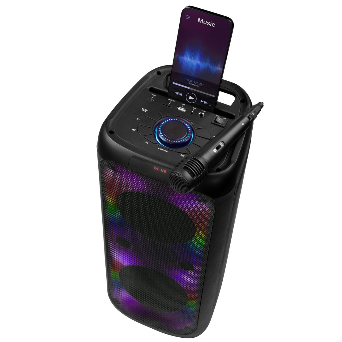 Intempo Bluetooth Karaoke Speaker Party Stereo Wired Microphone Control Panel WDS 580