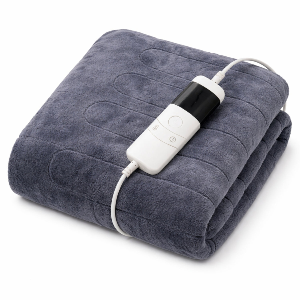 Grey Heated Electric Fleece Throw Blanket 10 Heat Settings 160cm