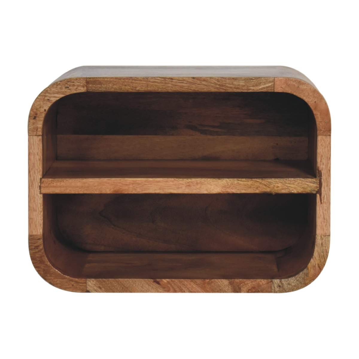 Artisan Furniture Solid Wood Oak-ish Floating Open Curve Bedside