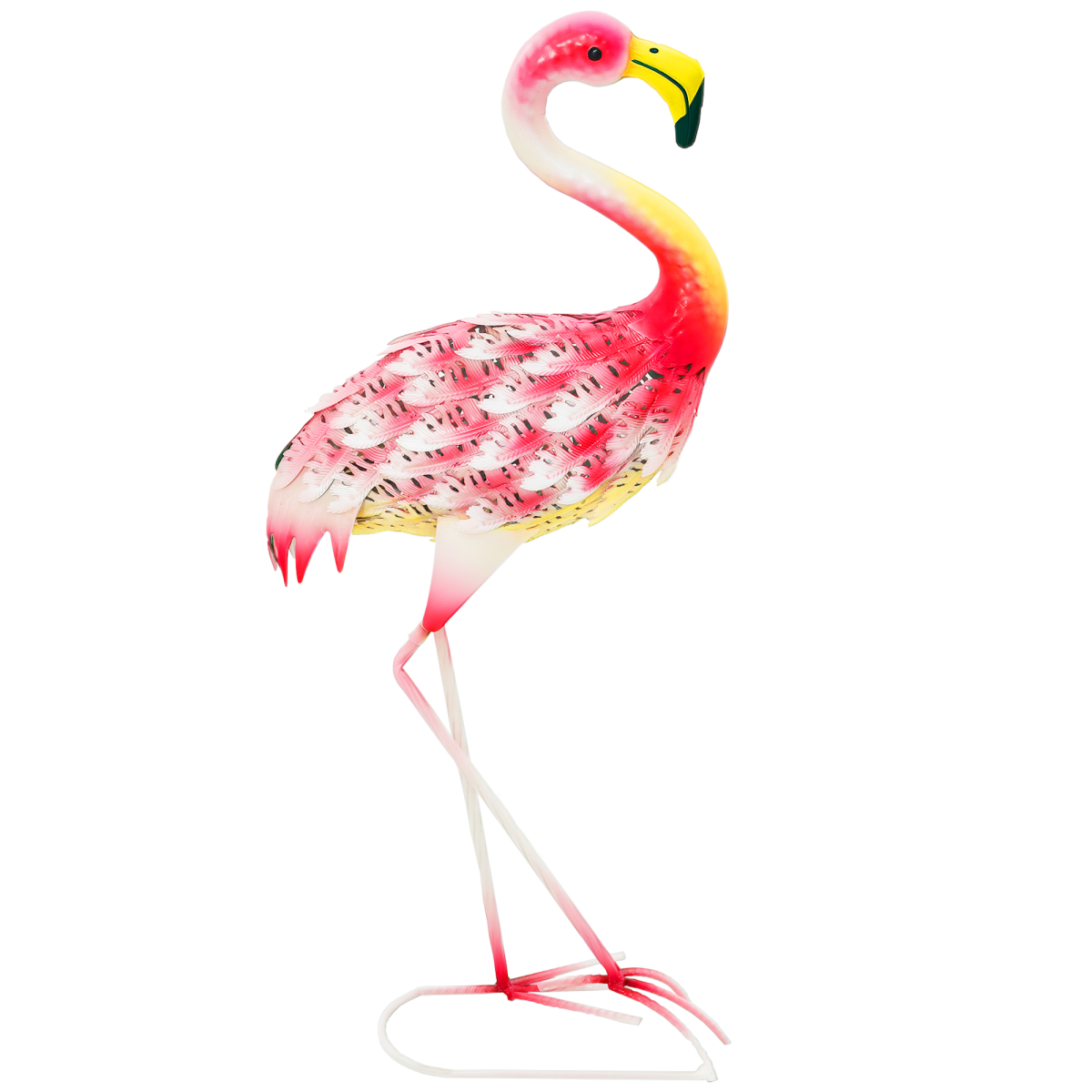 Outsunny Flamingo Garden Statue, Metal Garden Ornament with Stakes, Pink