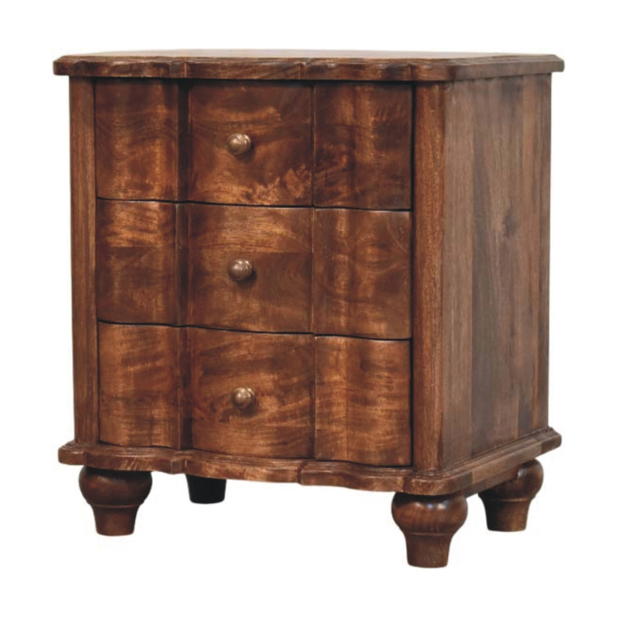 Artisan Furniture Solid Wood Valencia Bedside, 3 Drawers, Brown