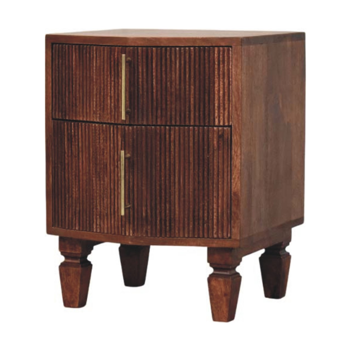Artisan Furniture Solid Wood Harper Nightstand, 2 Drawers, Dark Brown