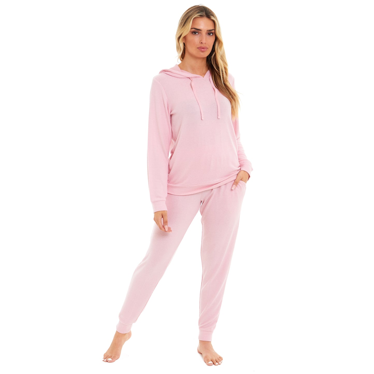 Daisy Dreamer Hooded Pyjama Set Womens Pink Grey Long Sleeve Hoodie and Pants Luxurious
