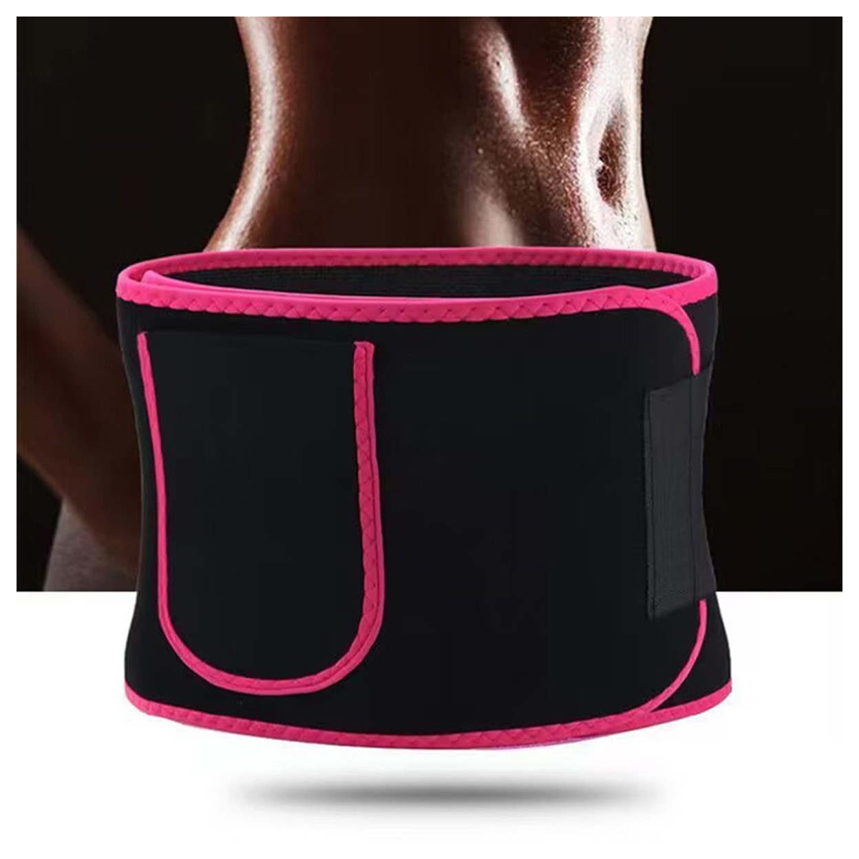 Waist Trimmer Belt Sport Workout Shaper Burner Slimming Belt W/ Phone Pocket Pink-Black