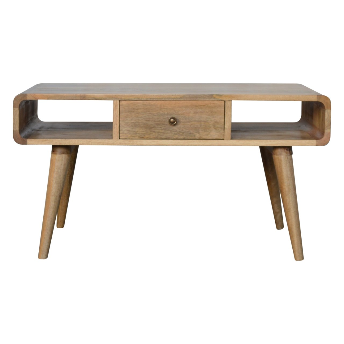 Artisan Furniture Solid Wood Curved Oak-ish Coffee Table