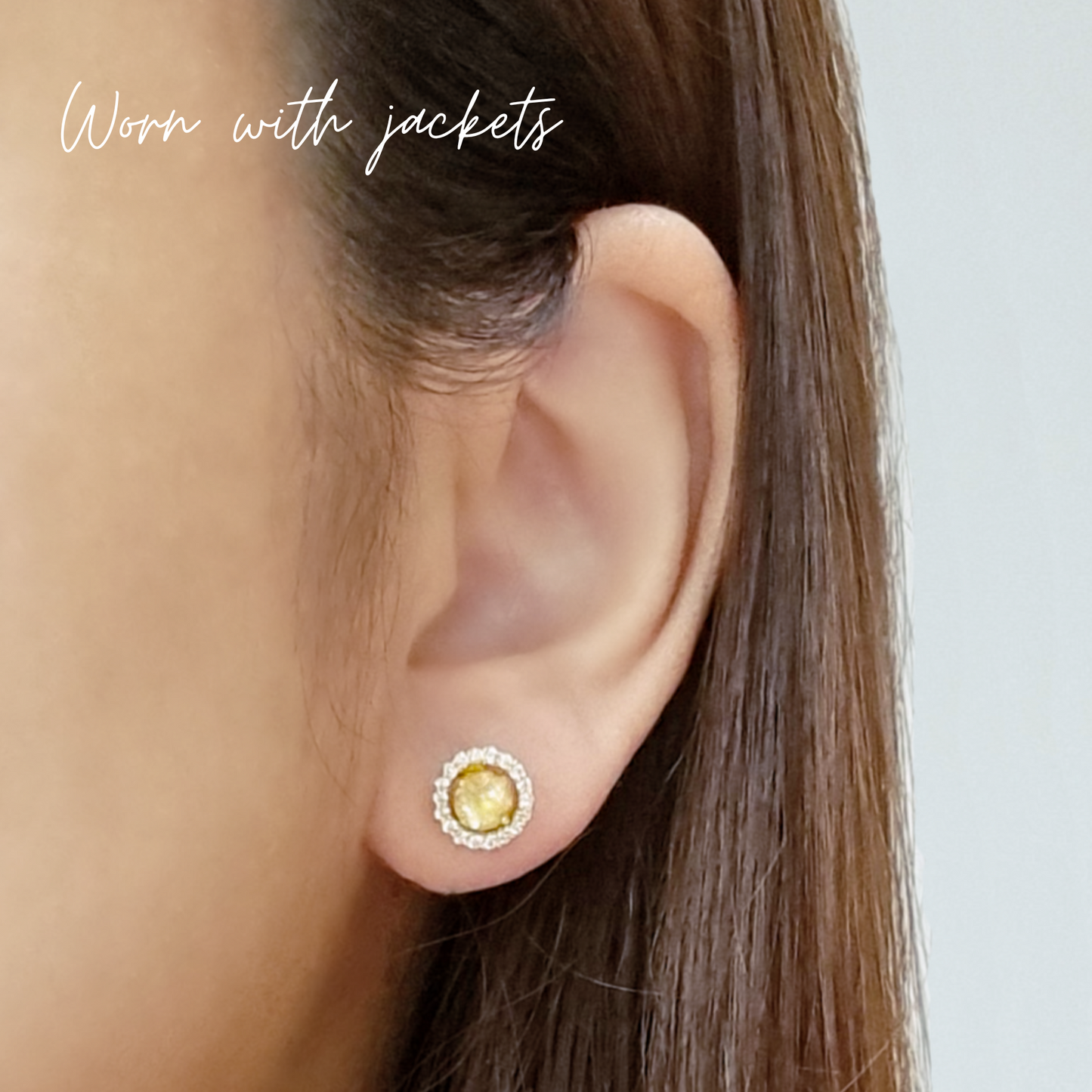Citrine Halo Stud Earrings with Jackets in 18K Gold Vermeil