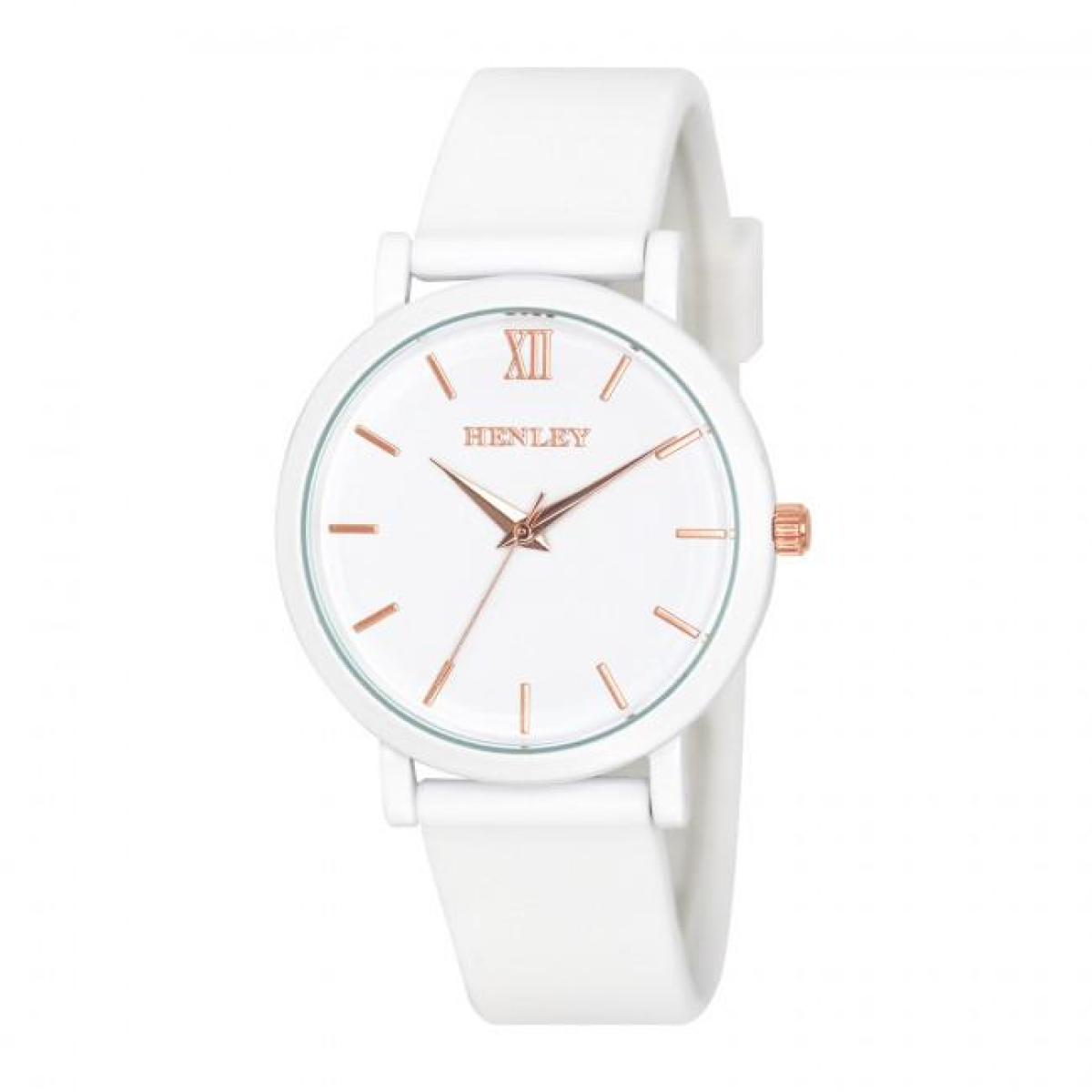 Henley Ladies Coloured Case Silicone Sports Watch White H06178.4