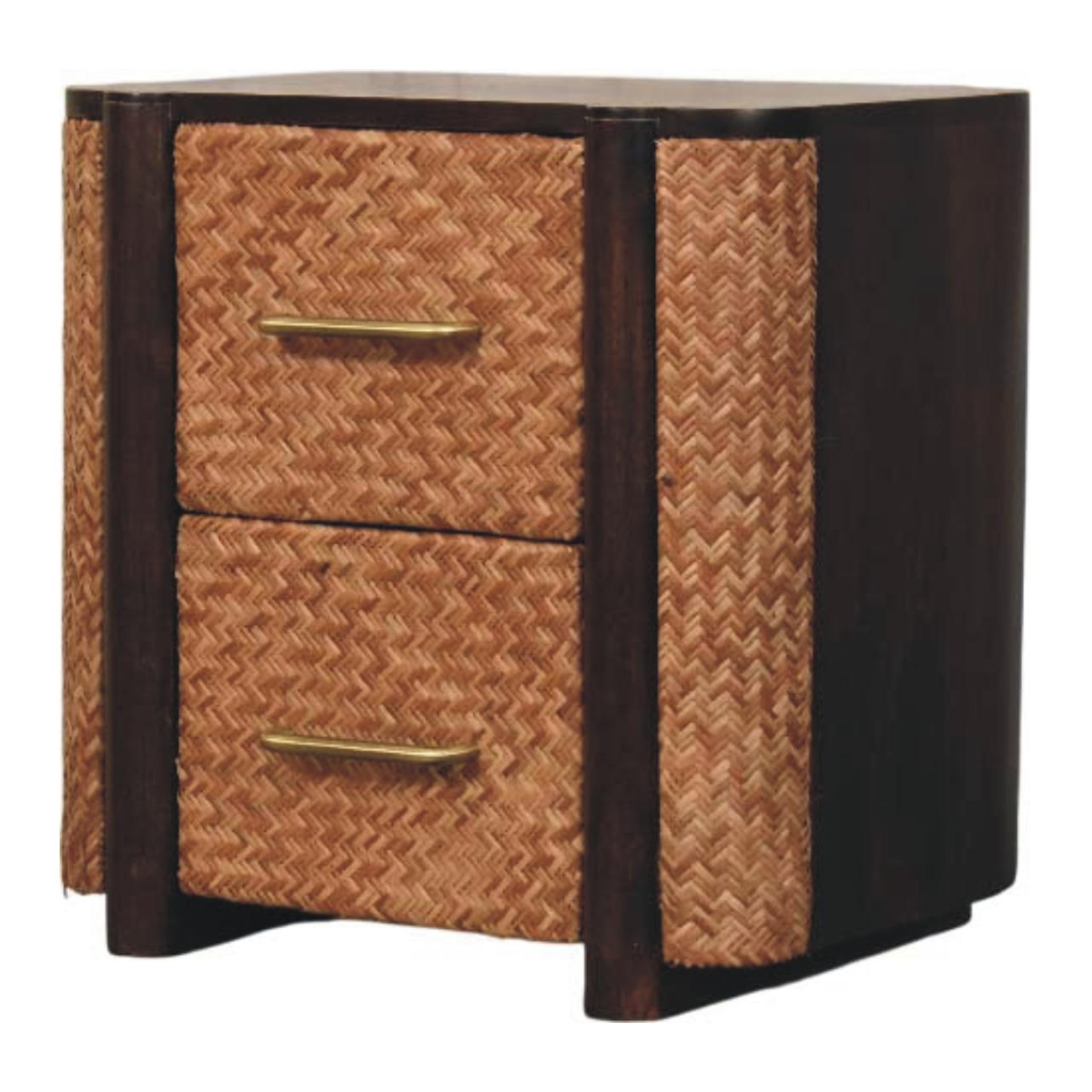 Artisan Furniture Solid Wood Havana Canefront Drawers, 2 Drawers, Dark Brown