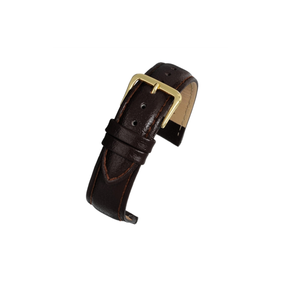 Dark Brown Padded Buffalo Grain Leather Watch Strap 16mm