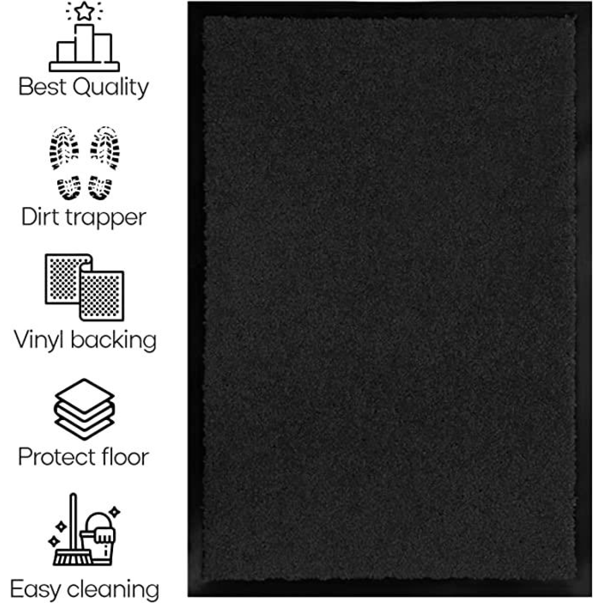 ARRAN 120 X180 BLACK Rubber barrier mat