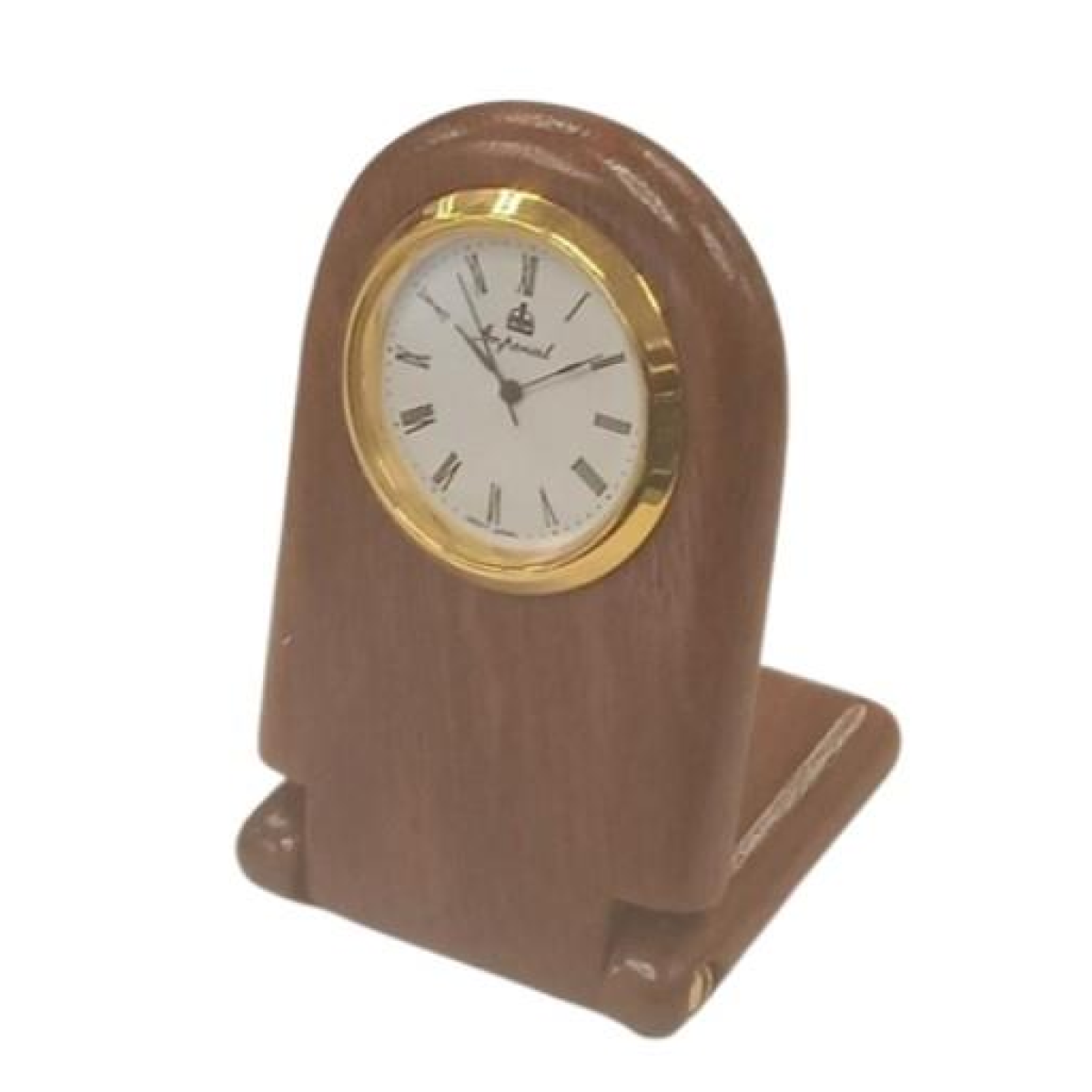Imperial Miniature Desk Clock with Wood Matt Brown Gold Trim IMP305 - CLEARANCE NEEDS RE-BATTERY