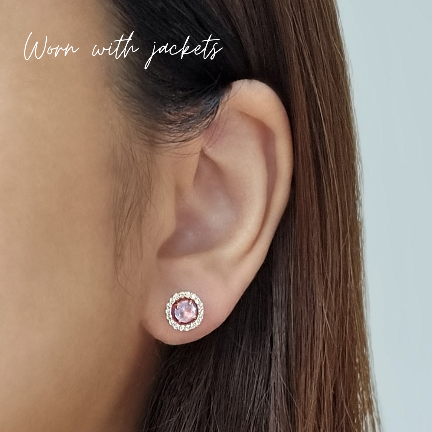 Lavender Amethyst Halo Stud Earrings with Jackets in 18k Gold Vermeil