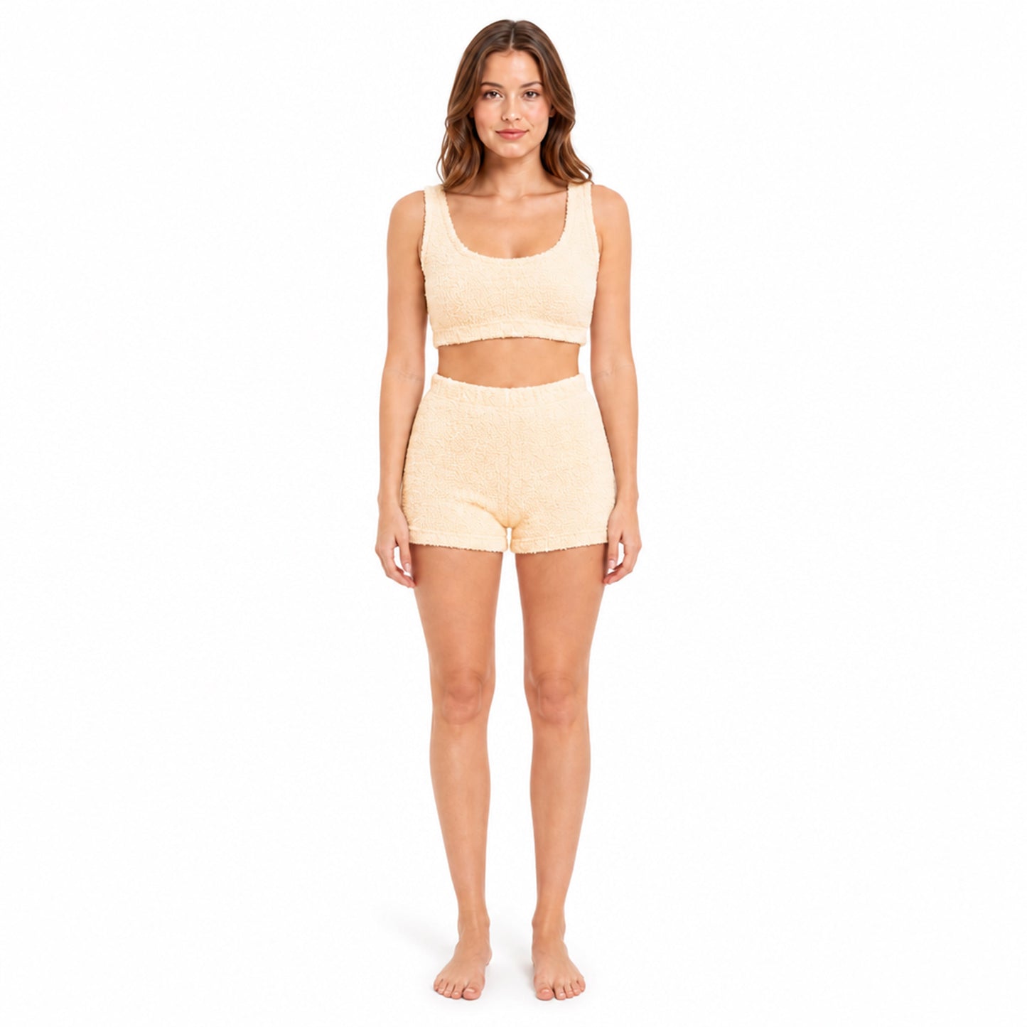 Daisy Dreamer Womens Teddy Fleece Crop Top And Shorts Pyjama Loungewear Set Ultra Soft