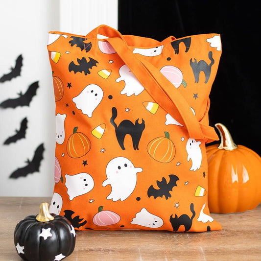 Gothic Gifts Sweet and Spooky Ghost Print Polycotton Tote Bag
