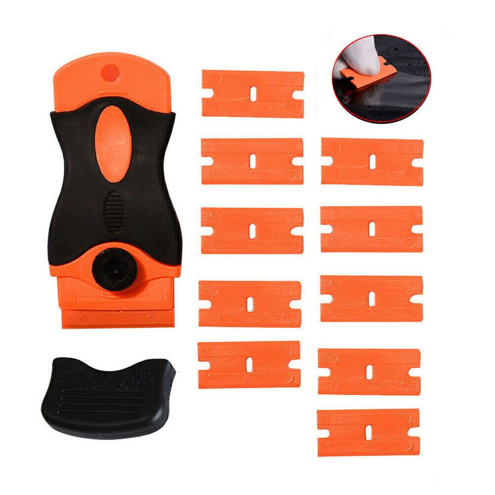 100 Pcs Plastic Scraper Razor Blades Auto Decals Stickers Remover No Scratch