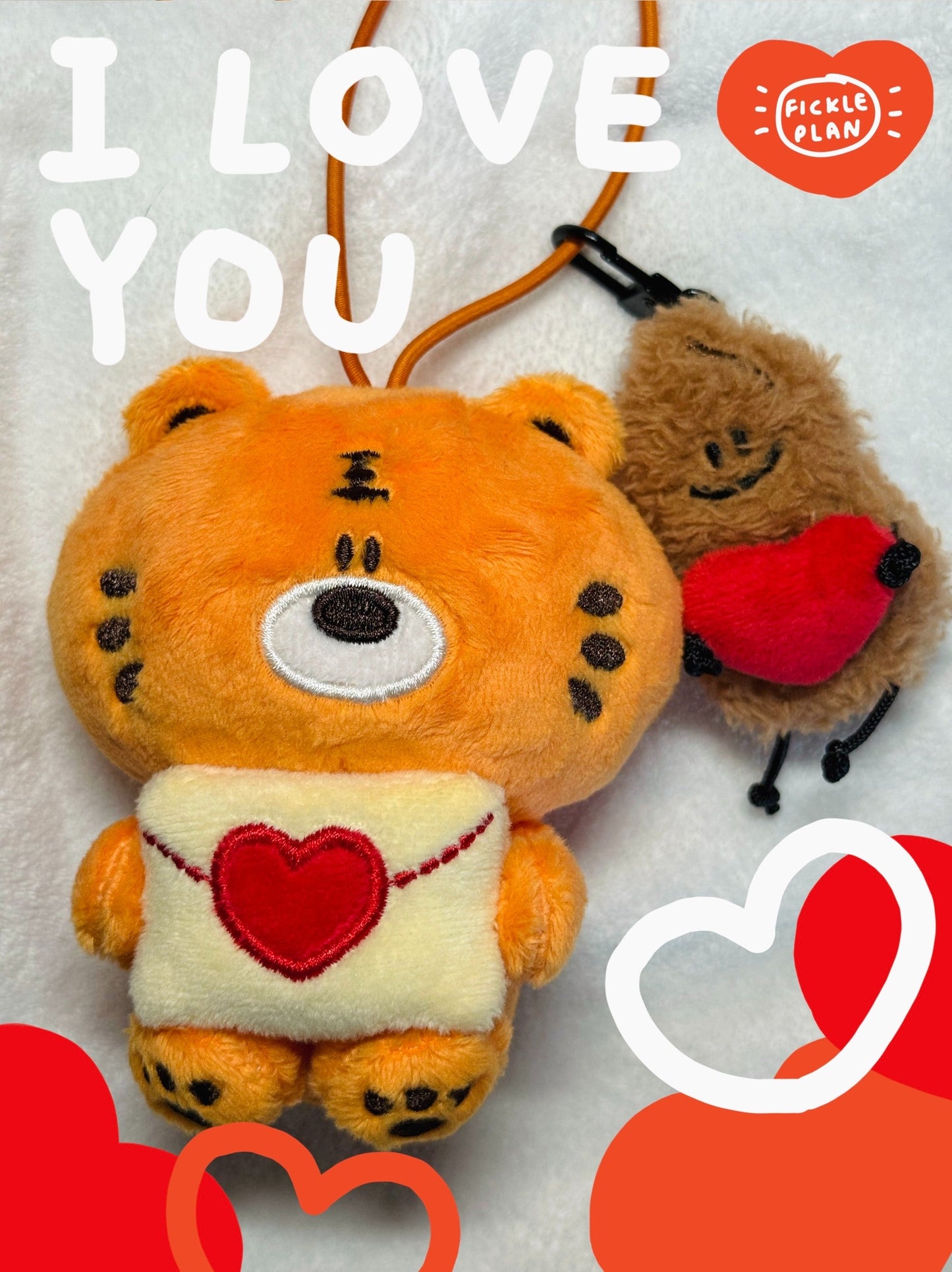 Fickle Plan | Tiger Peanut And Red Heart Bag Charm