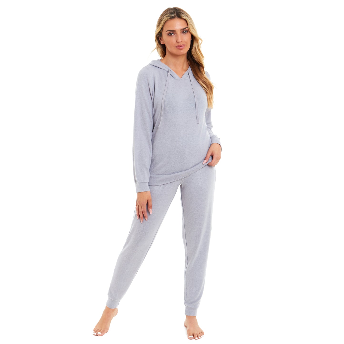 Daisy Dreamer Hooded Pyjama Set Womens Pink Grey Long Sleeve Hoodie and Pants Luxurious