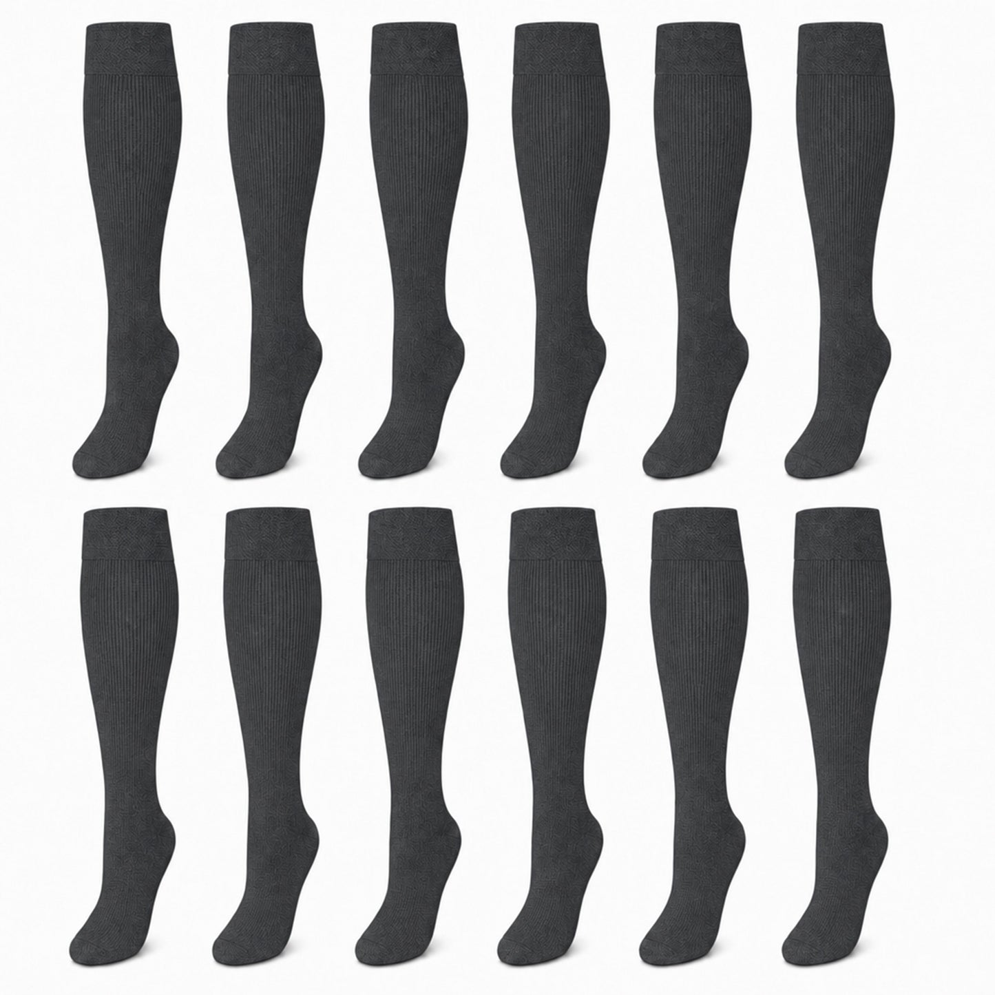 Sock Stack Girls Long School Socks 12 Pairs Cotton Rich Sculpted Heels And Toes Sizes