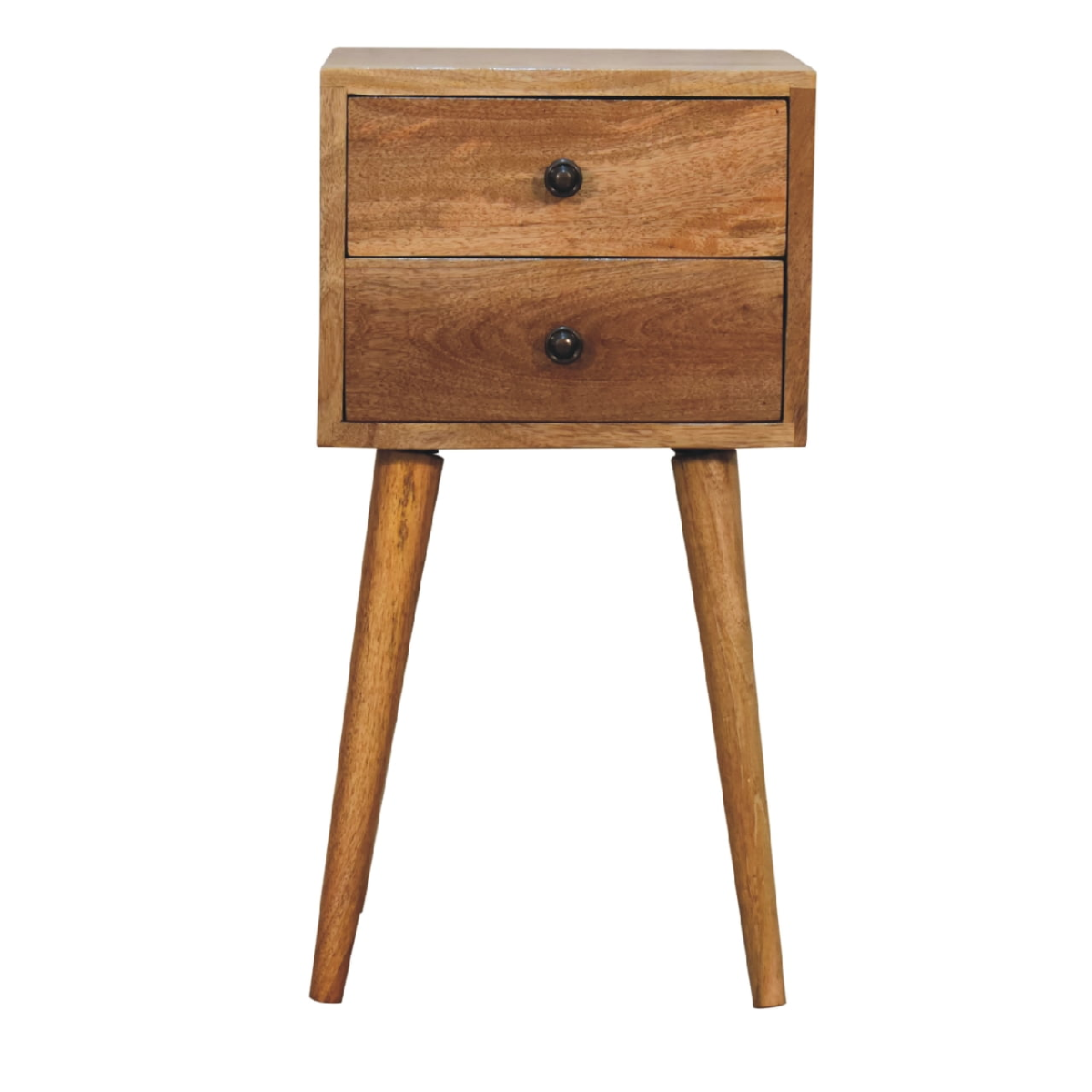 Artisan Furniture Solid Wood Mini 2 Drawer Oak-ish Bedside, Brown