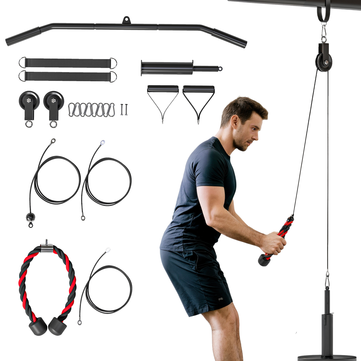 Weight Cable Pulley System for Home Gym with Universal Loading Pin