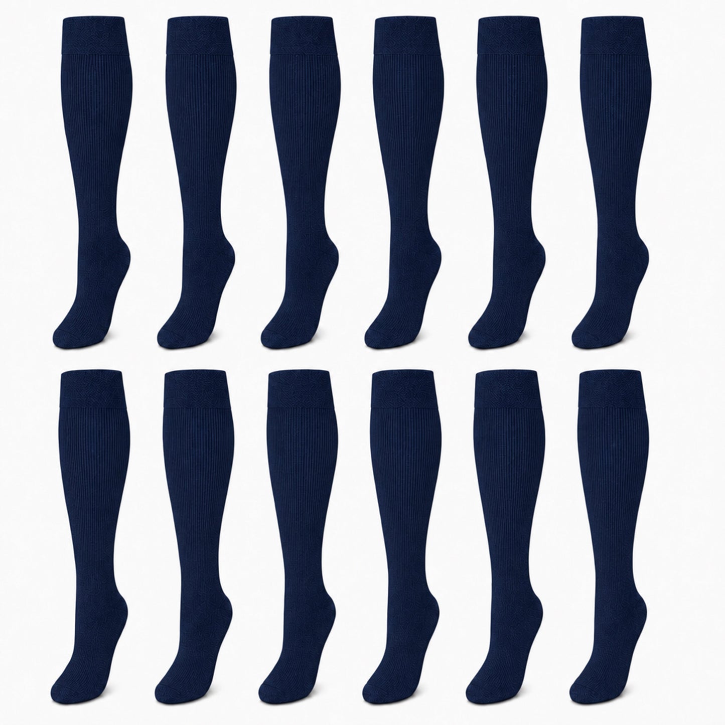 Sock Stack Girls Long School Socks 12 Pairs Cotton Rich Sculpted Heels And Toes Sizes