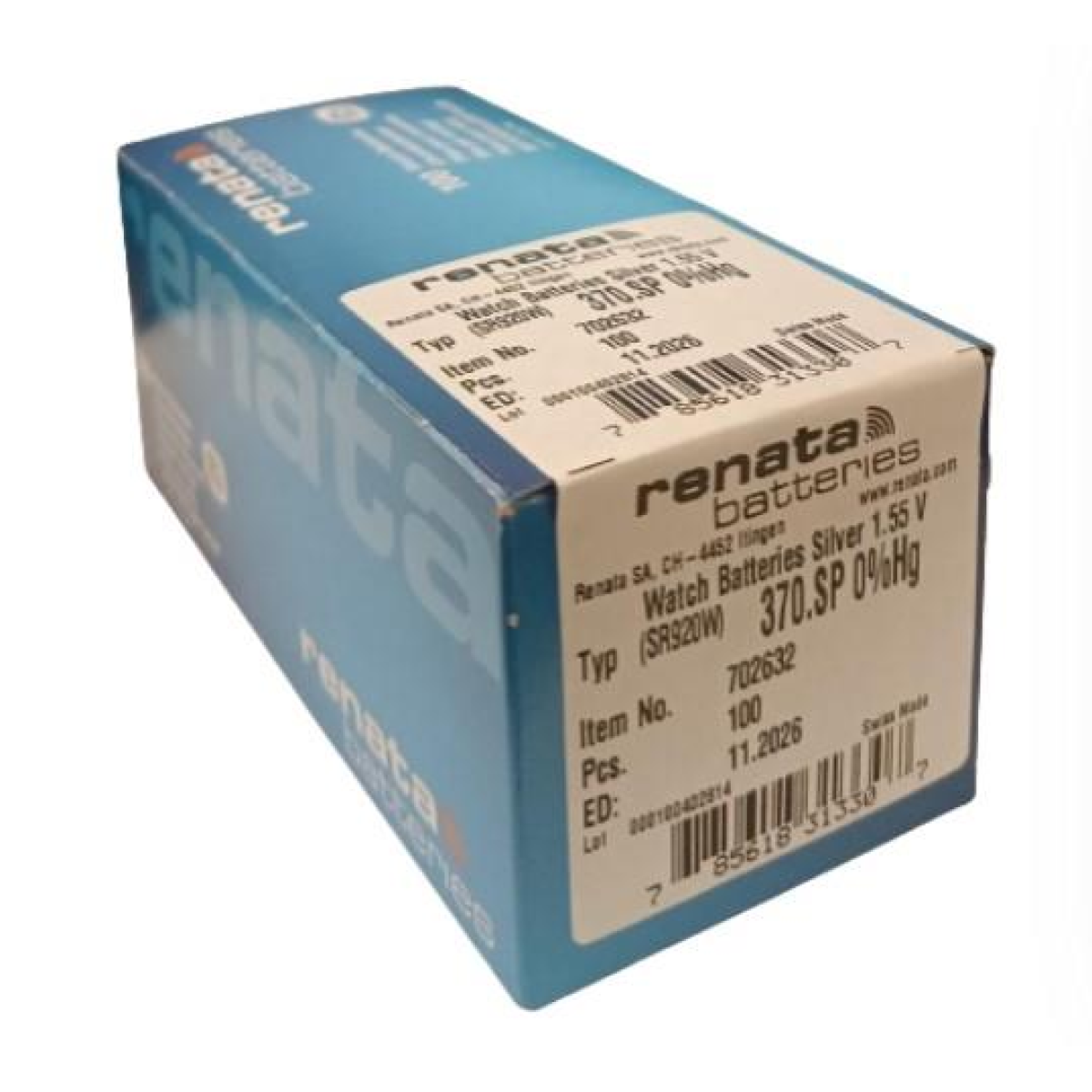 RENATA SP 370 Watch Batteries Pack of 100
