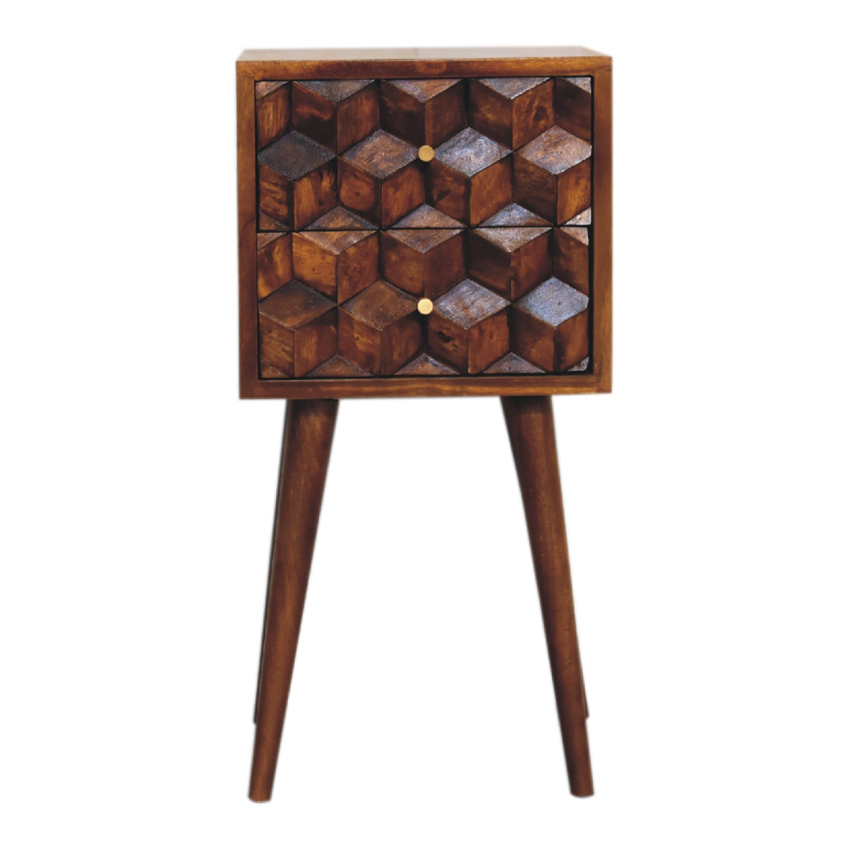 Artisan Furniture Solid Wood Mini Chestnut Cube 2 Drawer Bedside