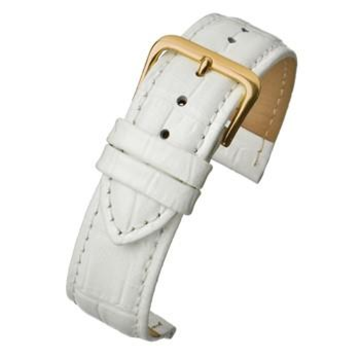 White Padded Crocodile Grain Leather  Watch Strap 20mm