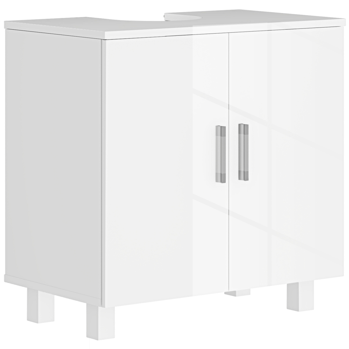 HOMCOM Freestanding Bathroom High Gloss Under Sink Cabinet, White